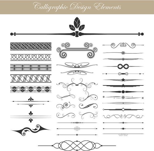vector illustration of calligraphic elements - fashion stock illustrations