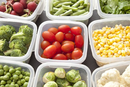 vegetables in plastic containers - food stock pictures, royalty-free photos & images