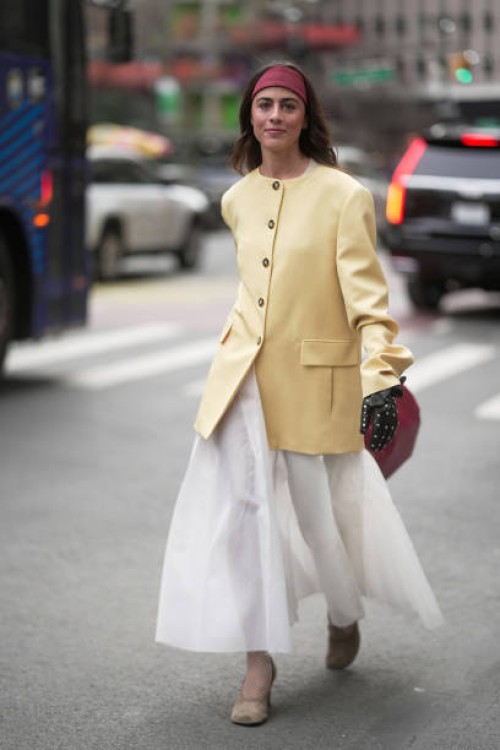 Vicky Montanari is seen at New York Fashion Week on February 08, 2025 in New York City.