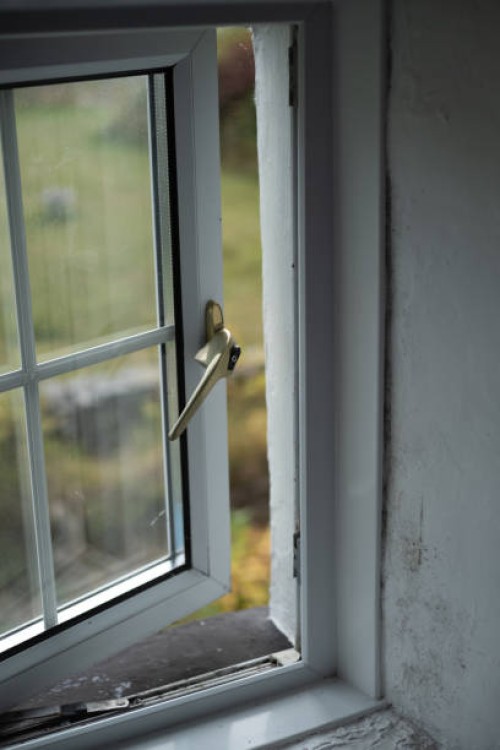 view from old window into garden - garden decoration stock pictures, royalty-free photos & images