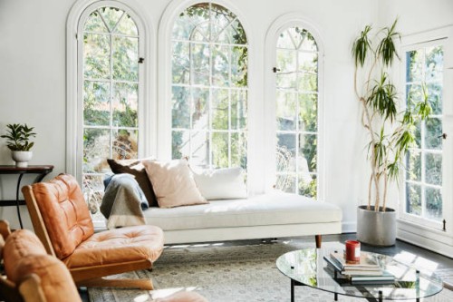 view of living room in home - home decoration stockfoto's en -beelden