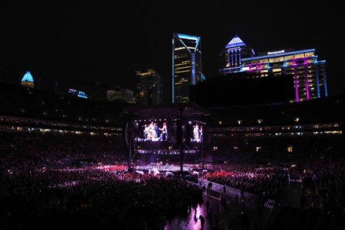 View of the crowd as Billy Strings performs onstage at the Concert For Carolina Benefit Concert at Bank of America Stadium on October 26, 2024 in...