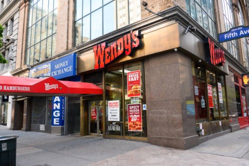 View of Wendy's in midtown during the coronavirus pandemic on May 14, 2020 in New York City. COVID-19 has spread to most countries around the world,...