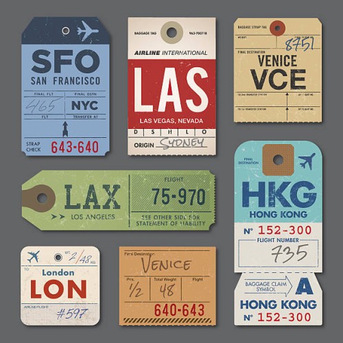 vintage-gepäckanhänger - travel stock-grafiken, -clipart, -cartoons und -symbole