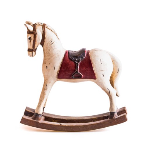 vintage antique rocking toy horse ornament isolated on white background - home decoration stock pictures, royalty-free photos & images