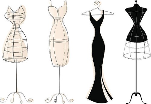 vintage dress forms - fashion stock illustrations