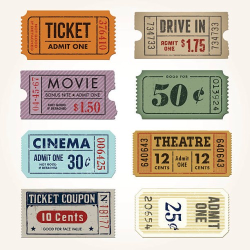 vintage tickets and coupons collection - fashion stock illustrations
