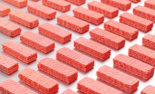 wafer biscuits on production line - junk food stock pictures, royalty-free photos & images