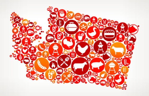 washington barbecue party symbol muster hintergrund - junk food stock-grafiken, -clipart, -cartoons und -symbole