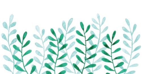 watercolor background with green branches - garden decoration stock illustrations