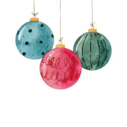 watercolor christmas ball decoration - home decoration stock illustrations