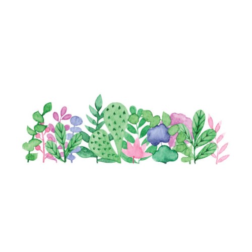 watercolor spring plants ornament horizontal - garden decoration stock illustrations