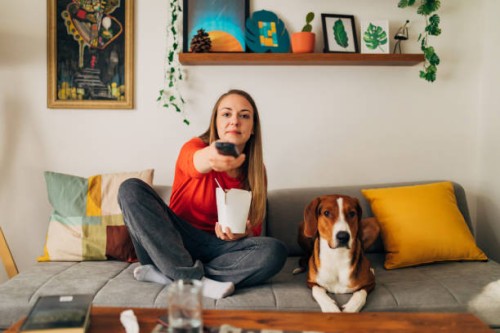 we are ready for the weekend tv marathon - junk food stock pictures, royalty-free photos & images