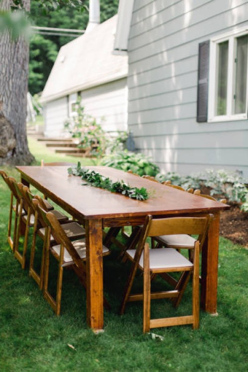 wedding florals for a smaller wedding celebration in a backyard in sumer july - garden decoration stock pictures, royalty-free photos & images