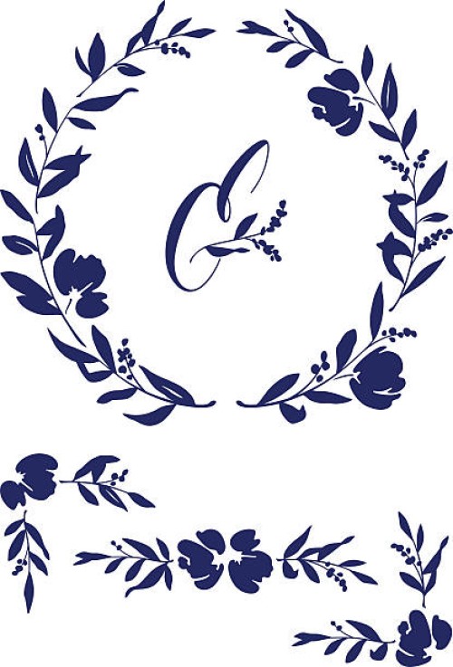 wedding invitation design elements and floral wreath - garden decoration stock illustrations