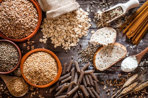 wholegrain food still life shot on rustic wooden table - food stock pictures, royalty-free photos & images