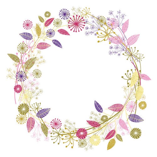 wildflowers garden wreath - garden decoration stock illustrations