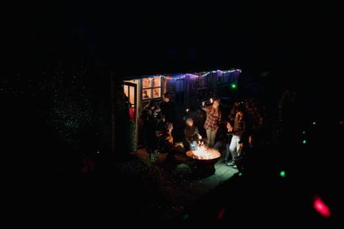 winter party in the garden - garden decoration stock pictures, royalty-free photos & images