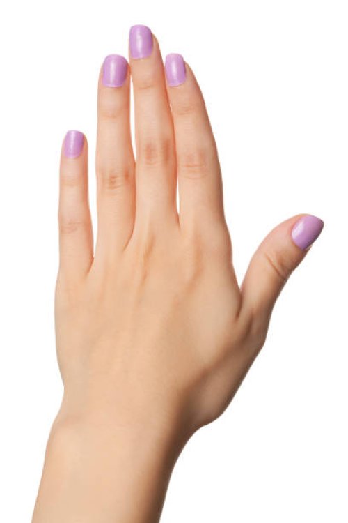 woman hand with violet painted nails - nails art stock pictures, royalty-free photos & images