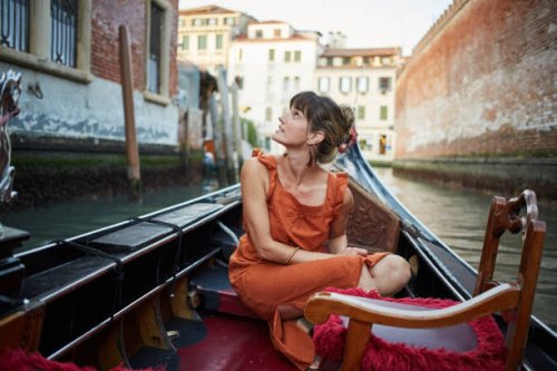 woman in a gondola - travel stock pictures, royalty-free photos & images