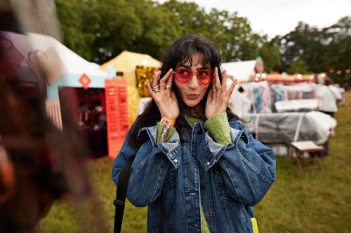 woman puckering while wearing red sunglasses - concert stock pictures, royalty-free photos & images
