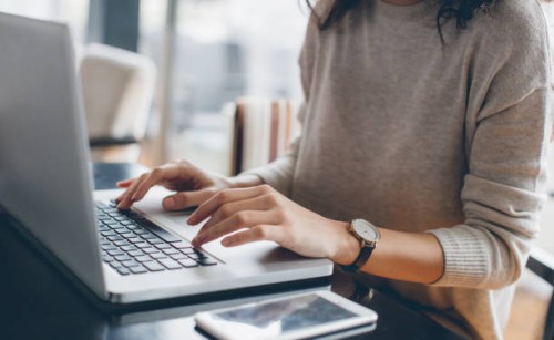 woman using her laptop - home decoration stock pictures, royalty-free photos & images