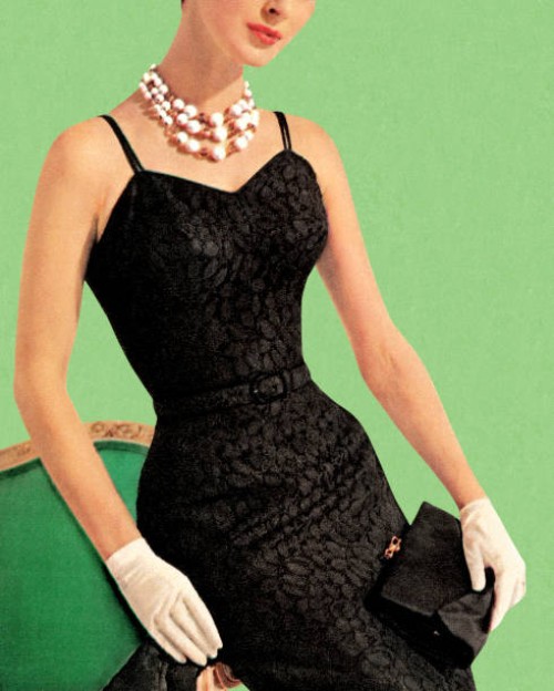 woman wearing black dress and pearl necklace - fashion stock illustrations