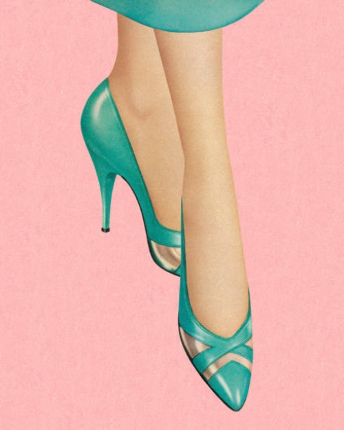 woman wearing turquoise heels - fashion stock illustrations