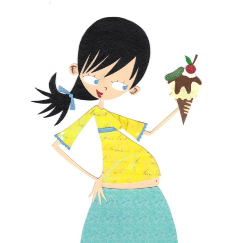 woman who loves ice cream - junk food stock-grafiken, -clipart, -cartoons und -symbole