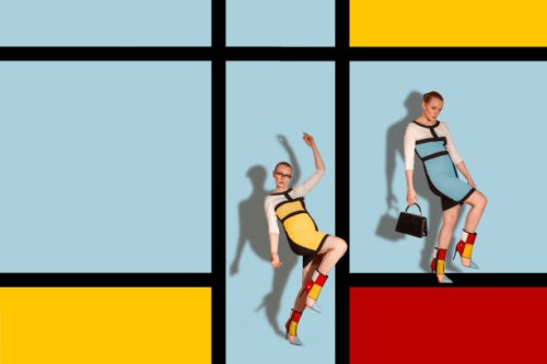 woman with retro fashion on geometric background - fashion stock pictures, royalty-free photos & images