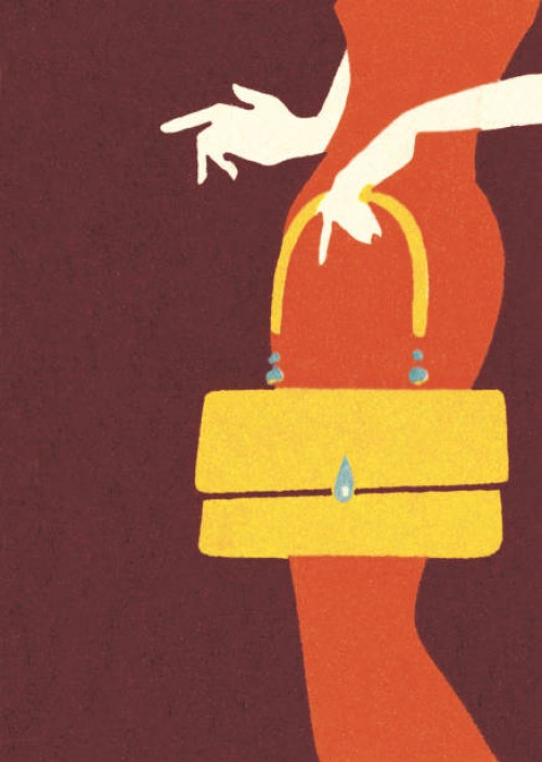 woman with yellow purse - fashion stock illustrations