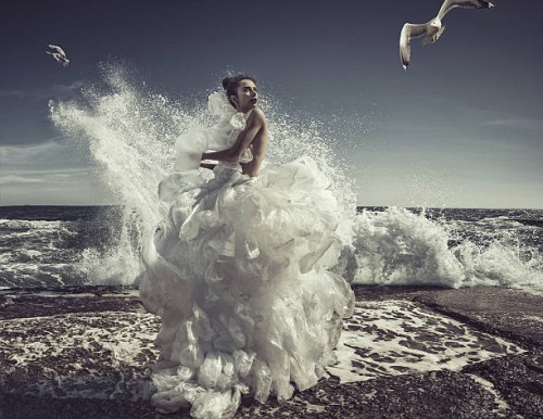 women in plastic bag dress - fashion stock pictures, royalty-free photos & images
