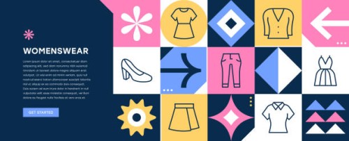 womenswear web banner design - fashion stock illustrations