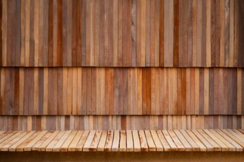 wooden shelves in a coffee shop blurred bokeh light background, display table, blank wooden counter for mockup, banner, template - garden decoration stock pictures, royalty-free photos & images