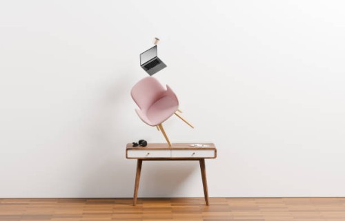 working from home concept - home decoration stock-fotos und bilder