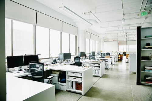 workstations in empty office - home decoration stock pictures, royalty-free photos & images