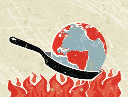 world globe in a frying pan with flames - food stock illustrations