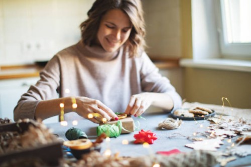wrapping presents - home decoration stock pictures, royalty-free photos & images
