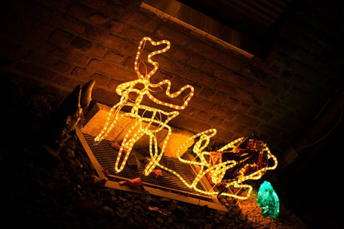 xmas decoration in front garden - garden decoration stock pictures, royalty-free photos & images