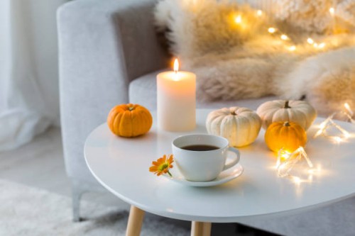 yellow and white themed autumn interior decor - home decoration stock pictures, royalty-free photos & images