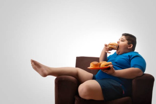 young boy sitting on the sofa at home with a plate full of burgers. (obesity) - junk food stock pictures, royalty-free photos & images