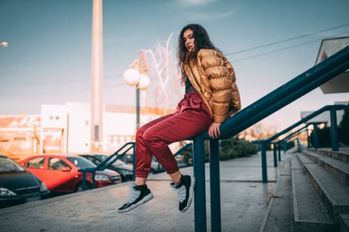 young fashionable woman in the city street - fashion stock pictures, royalty-free photos & images