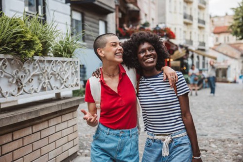 young lesbian couple traveling - travel stock pictures, royalty-free photos & images