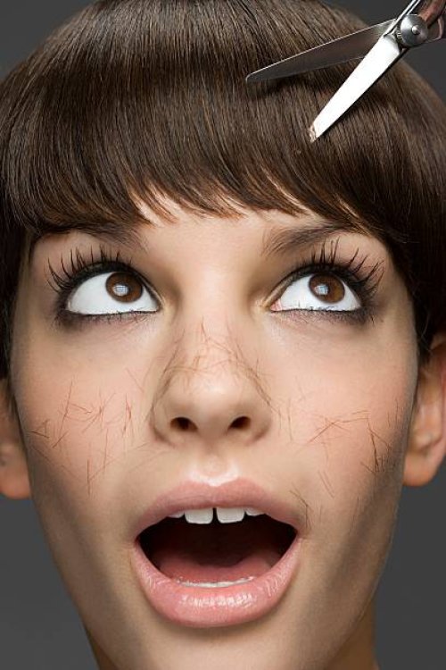 young woman having a haircut - hairstyle stock pictures, royalty-free photos & images