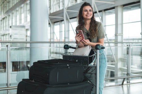 young woman in the airport. - travel stock pictures, royalty-free photos & images