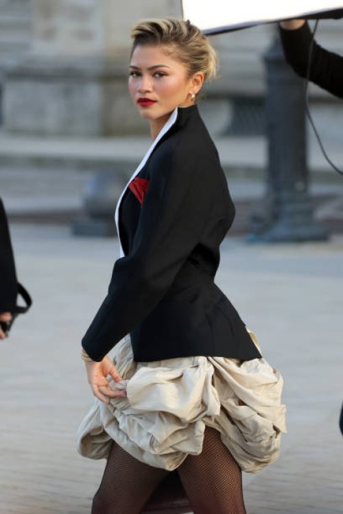 Zendaya attends the Louis Vuitton show at the Louvre during the Womenswear Spring/Summer 2025 as part of Paris Fashion Week on October 01, 2024 in...