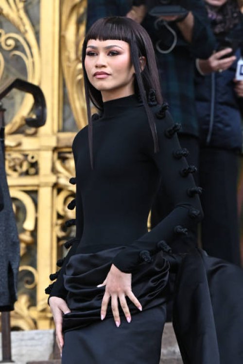 Zendaya attends the Schiaparelli Haute Couture Spring/Summer 2024 show as part of Paris Fashion Week on January 22, 2024 in Paris, France.